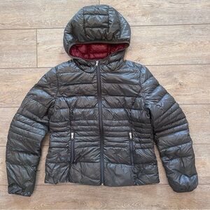 Halifax Traders Down Filled Puffer Coat with Hood Women Large Dark Gray Outdoor